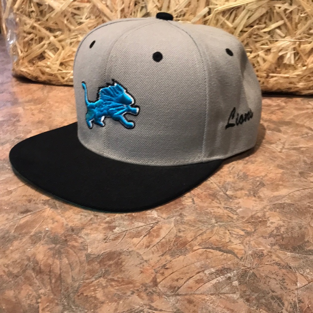 Detroit Lions stitched logo flat bill hat